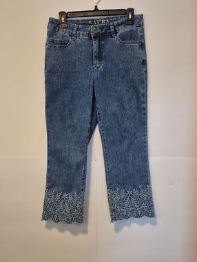 Denim cropped Embroidered jeans - 6P